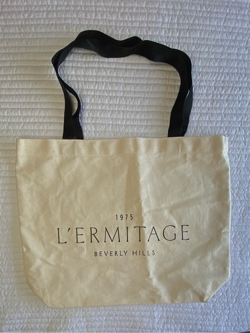 L'Ermitage Beverly Hills Hotel 1975 Cream Canvas Tote Bag